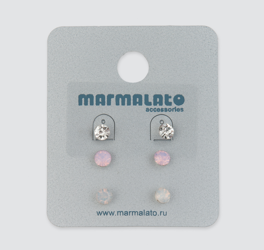 Набор серег (3 пары) Мармалато, цвет Мятный-розовый-прозрачный #1