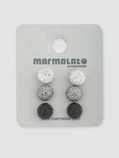 Набор серег (3 пары) Мармалато, цвет Серебро-черный #1