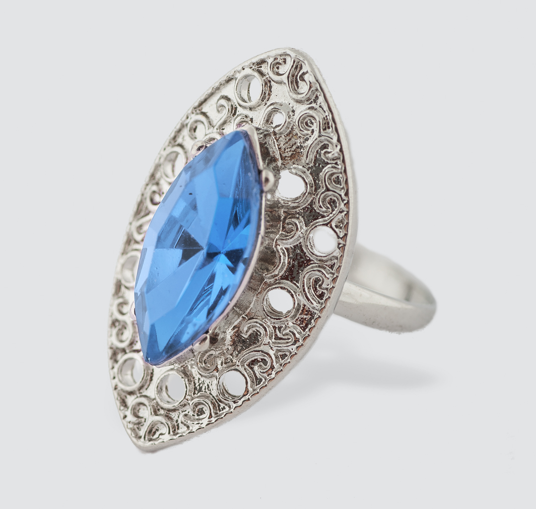 Кольцо Мармалато, цвет Серебро-голубой #1