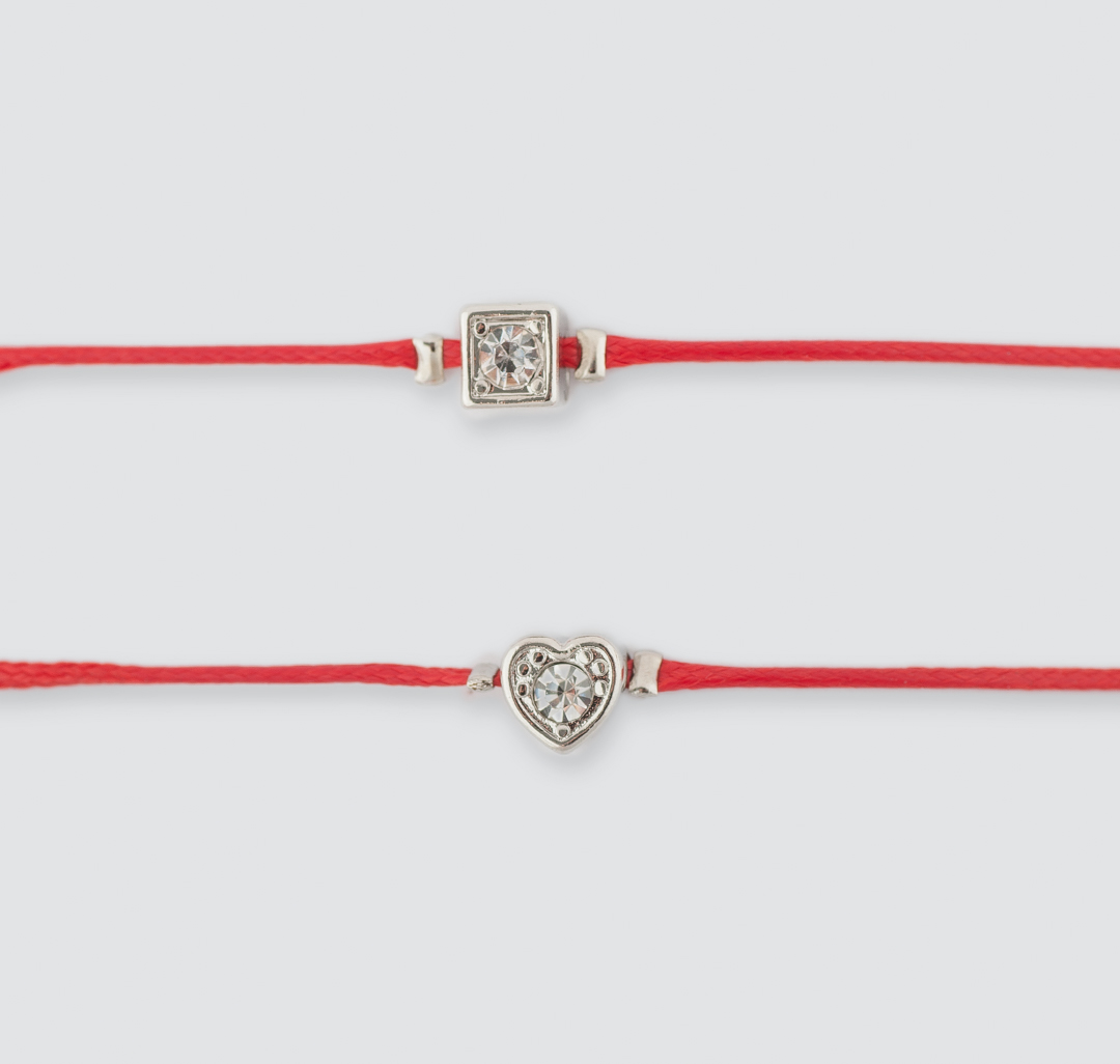 Набор браслетов (2 шт) Мармалато, цвет Красный-серебро #1