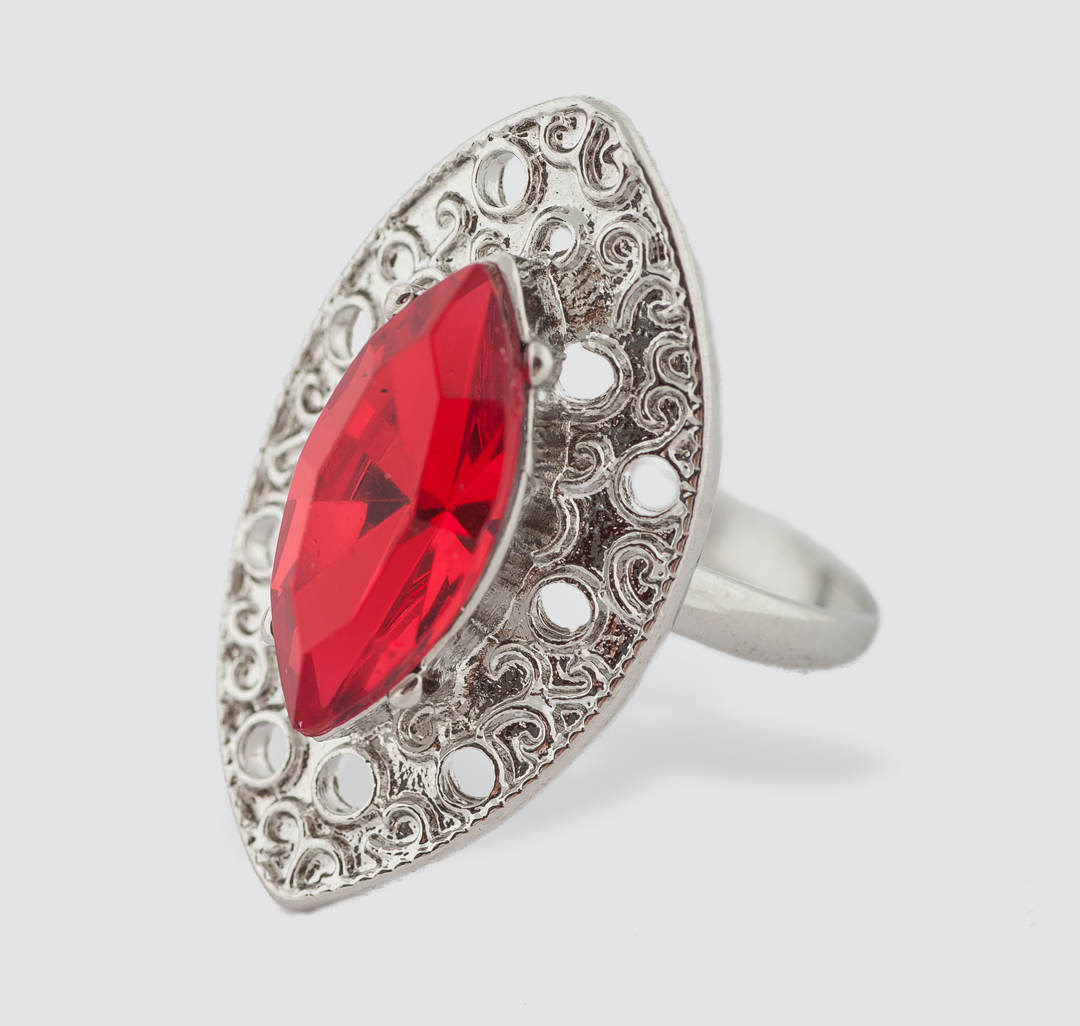 Кольцо Мармалато, цвет Серебро-красный #1