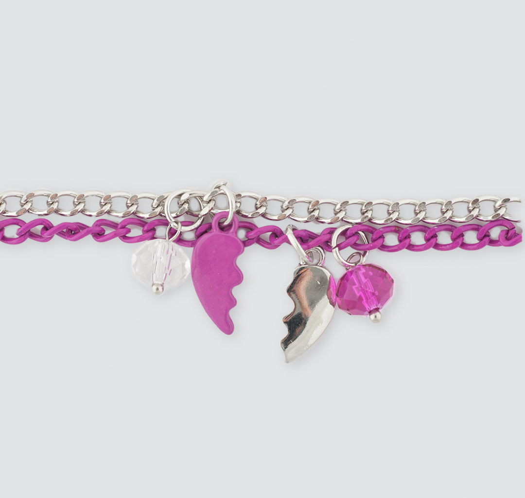 Набор браслетов (2 шт) Мармалато, цвет Серебро-розовый #1