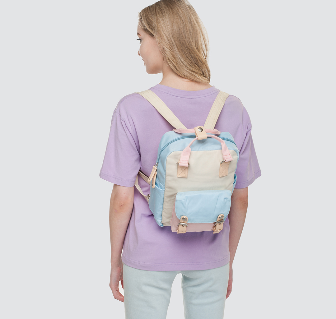 Рюкзак женский текстильный Мармалато, цвет Бежевый-голубой-розовый #4