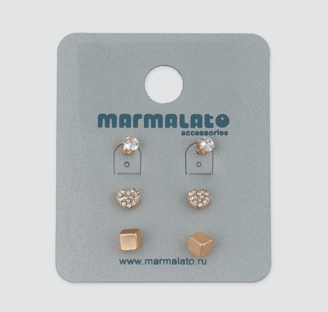 Набор серег (3 пары) Мармалато, цвет Золото-прозрачный #1