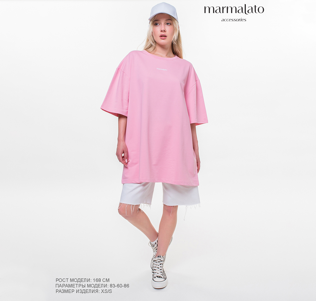 Платье-футболка Мармалато, цвет Розовый-белый #6
