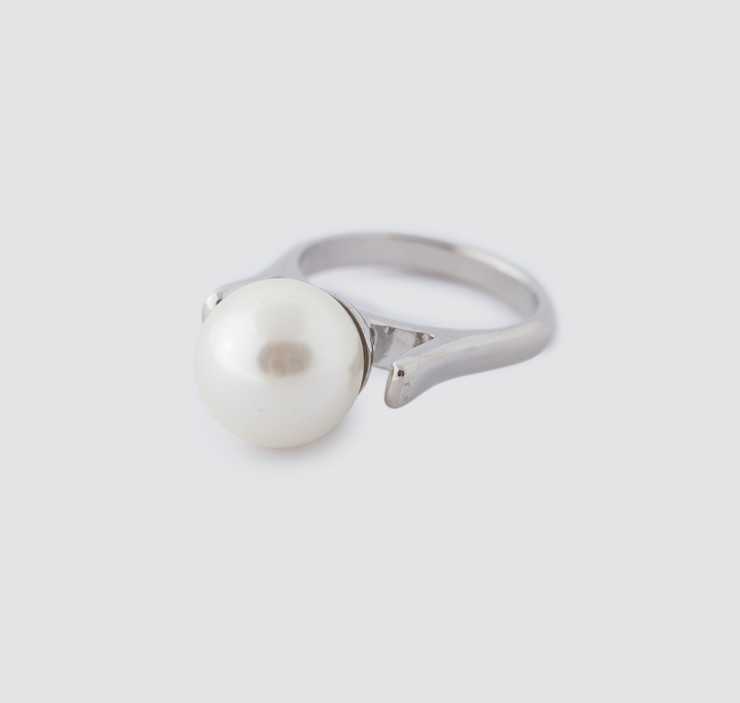 Кольцо Мармалато, цвет Серебро-белый жемчуг #1