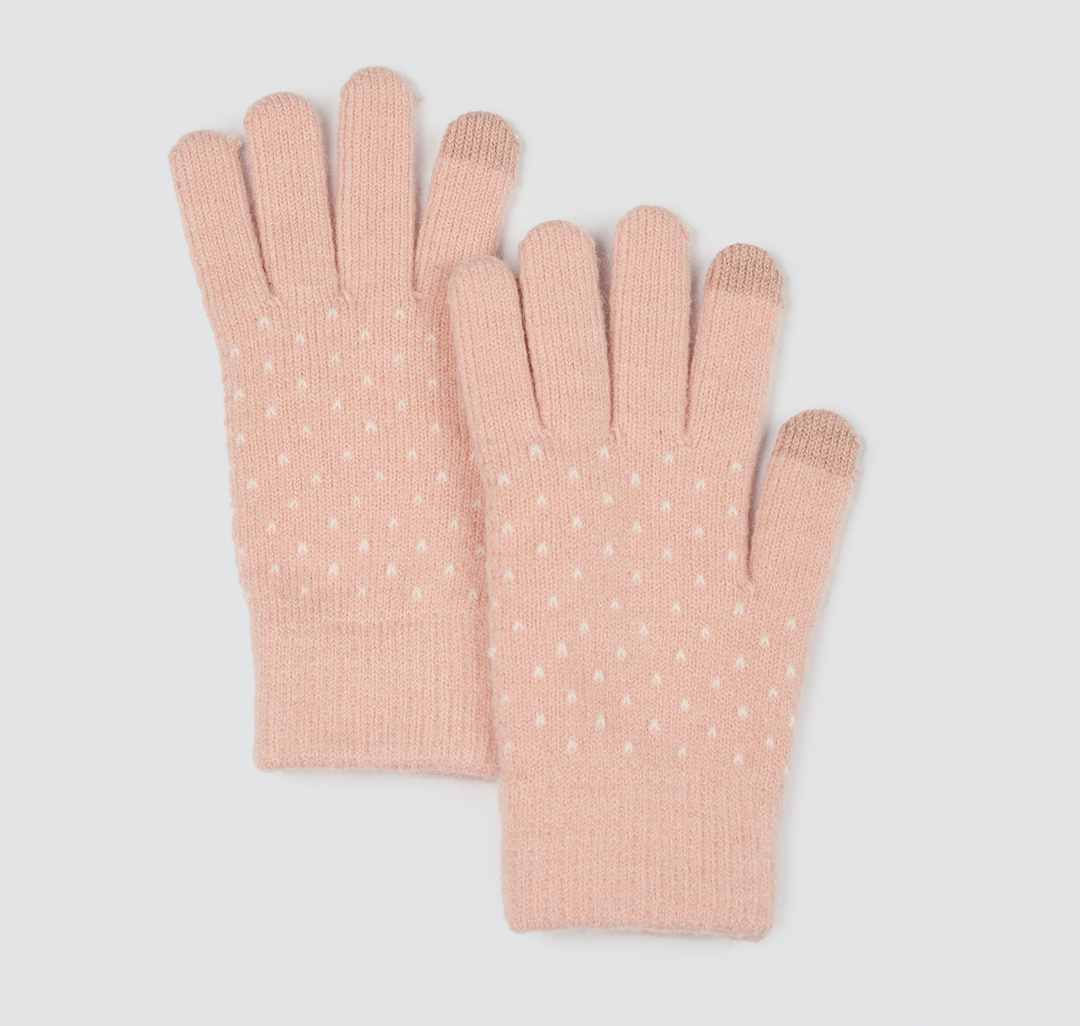 Женские перчатки из акрила Мармалато, цвет Пудровый-белый #1