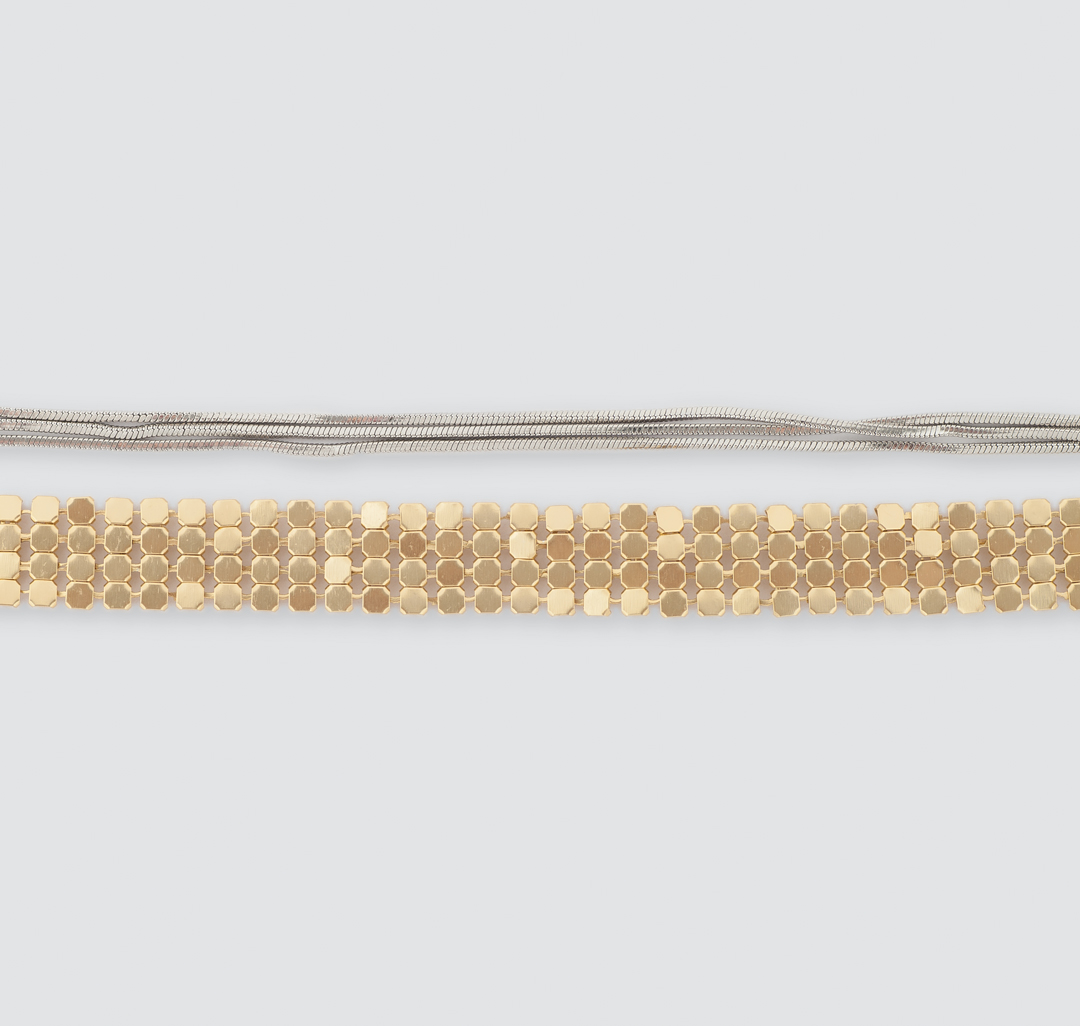 Набор браслетов (2 шт) Мармалато, цвет Серебро-золото #1