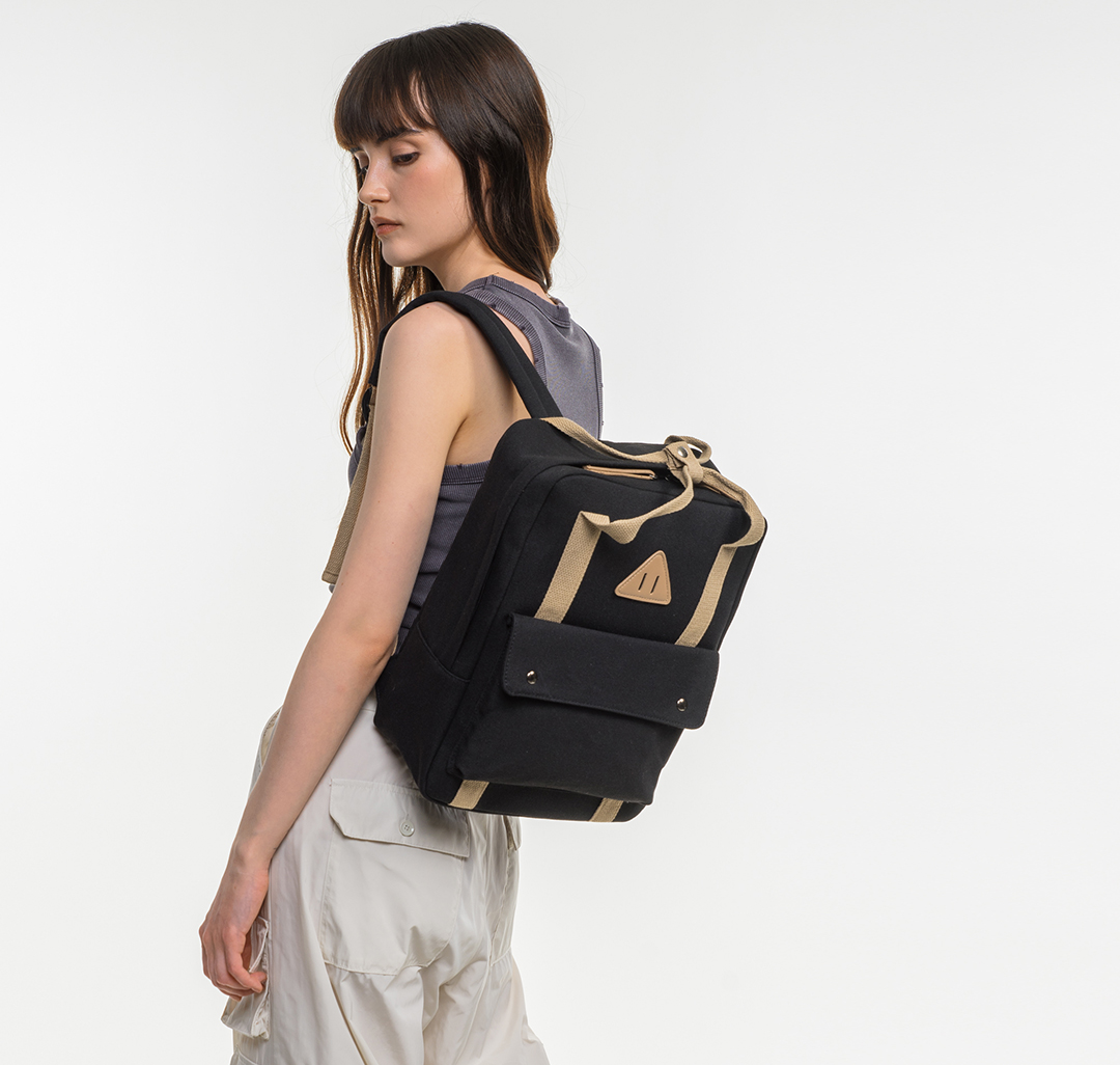 Рюкзак женский текстильный для девочки Мармалато, цвет Черный-бежевый #5
