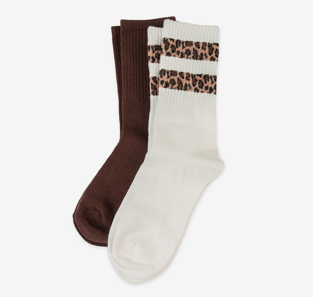 Набор носков (2 шт) Мармалато, цвет Молочный-леопардовый-коричневый #1