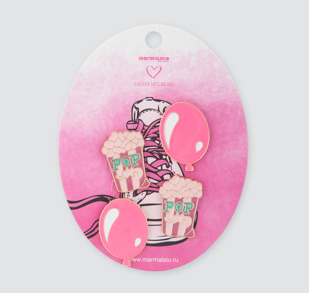 Набор значков для шнурков (4 шт) Мармалато, цвет Розовый-мультиколор #1