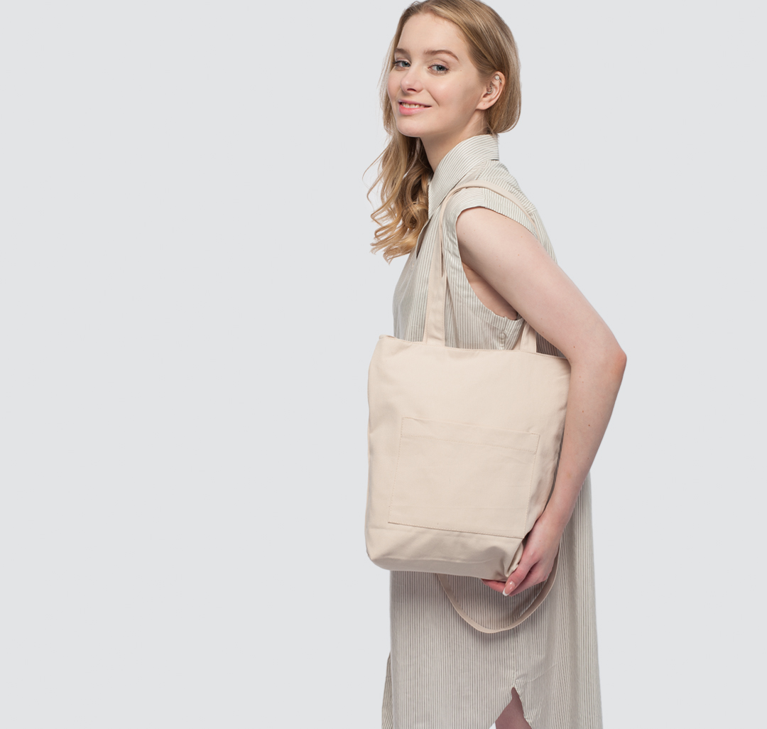 Бежевая текстильная сумка шоппер Мармалато, цвет бежевый-серебро #3