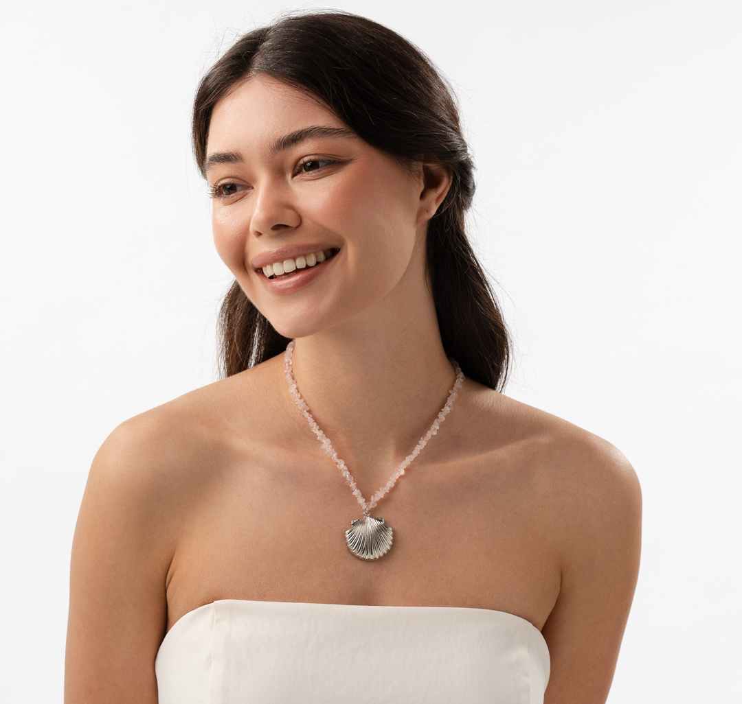 Колье Мармалато, цвет розовый-белое серебро #3