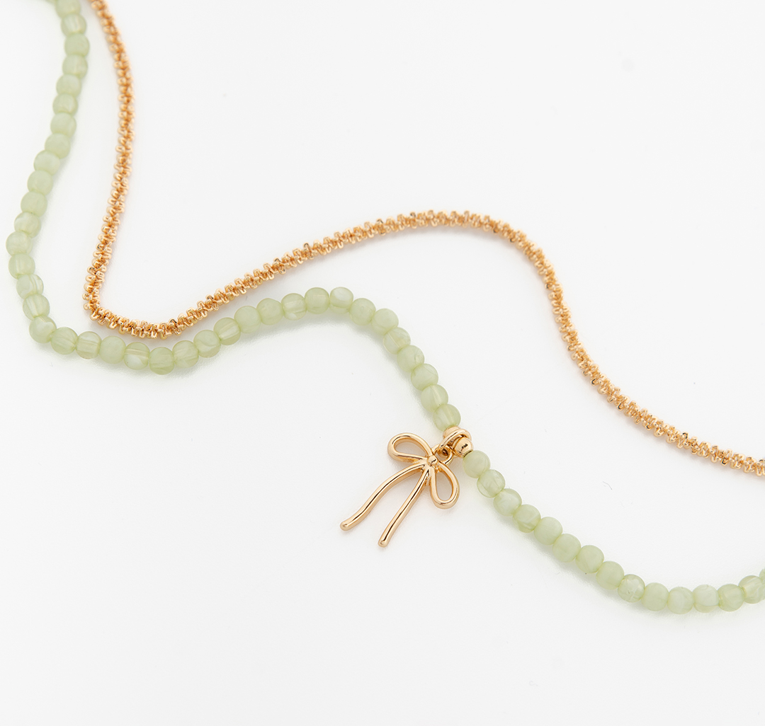 Набор колье (2 шт) Мармалато, цвет золото-зеленый #4