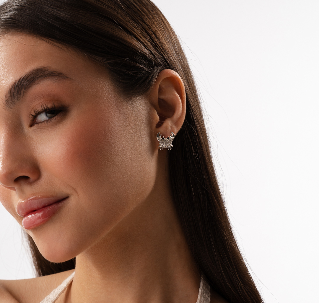 Серьги Мармалато, цвет белое серебро-прозрачный-черный #1