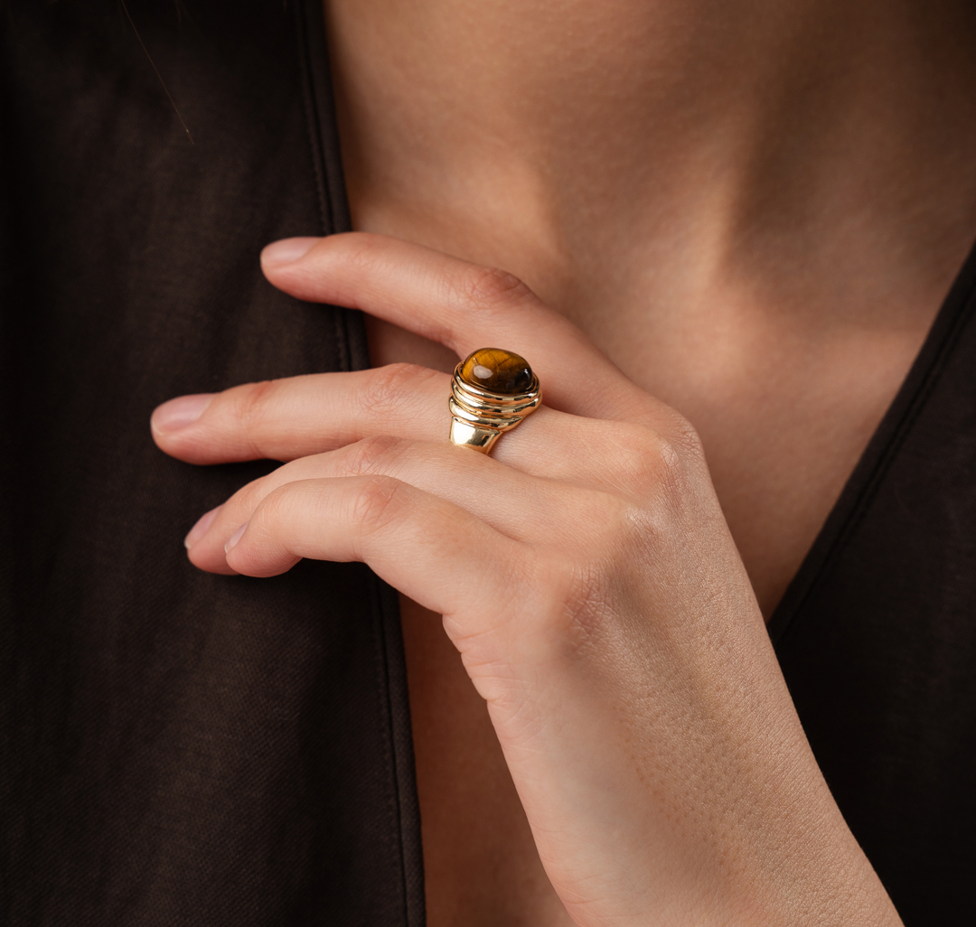 Кольцо Мармалато, цвет золото-бежевый #1