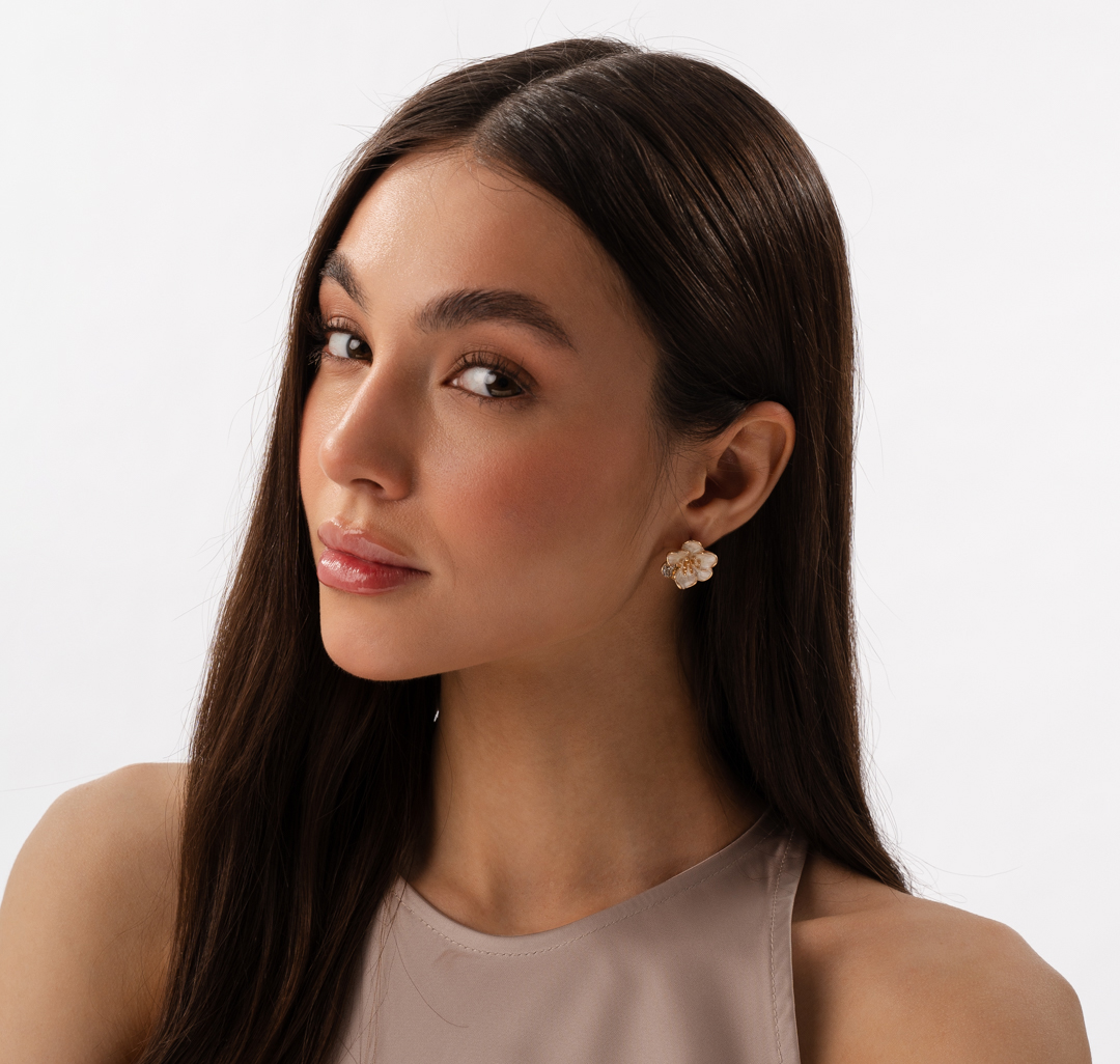 Серьги Мармалато, цвет молочный-золото-прозрачный #2