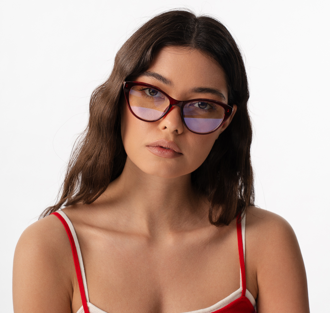Очки имиджевые прозрачные-винные Мармалато, цвет прозрачный-винный #1