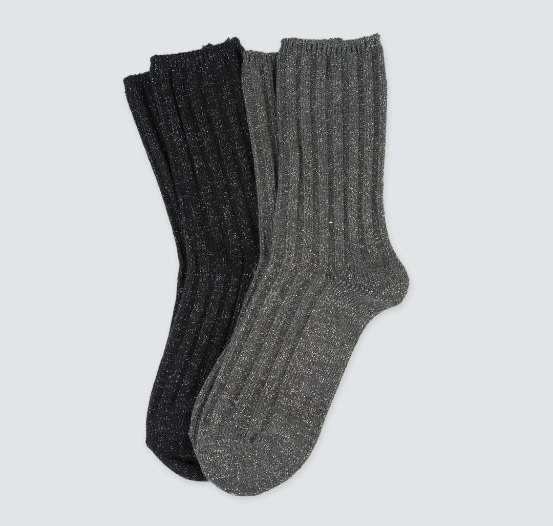 Набор носков (2 шт) Мармалато, цвет черный-серый-серебро-сиреневый #1