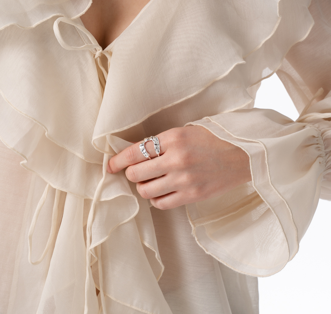 Кольцо Мармалато, цвет Белое серебро #3