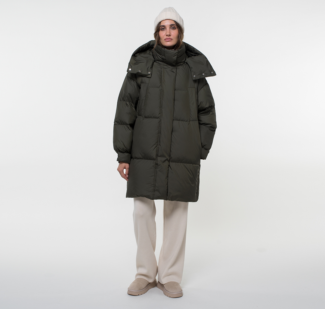 Оверсайз пуховик женский Мармалато, цвет Темный хаки #8