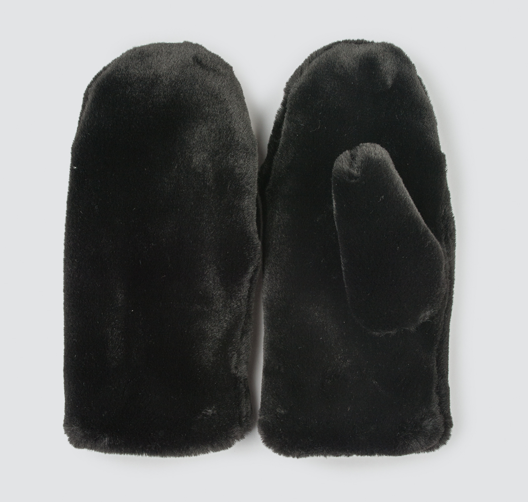 Варежки из пушистой ткани черные Мармалато, цвет Черный #1