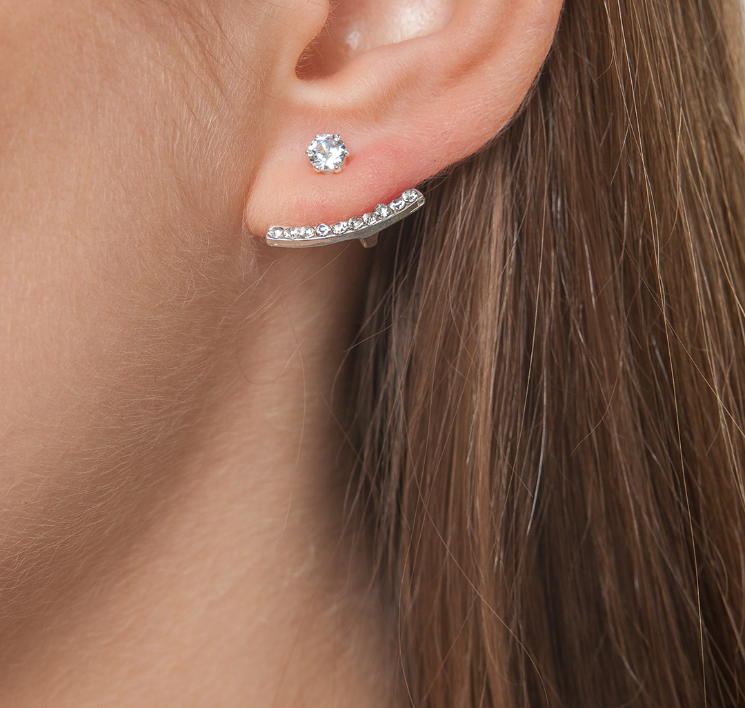 Серьги металл-стекло Мармалато, цвет белое серебро-прозрачный #2