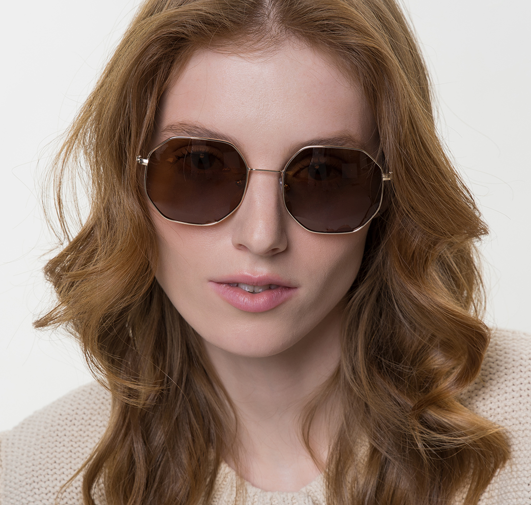 Очки солнцезащитные с поляризацией коричневые Мармалато, цвет коричневый-золото #1