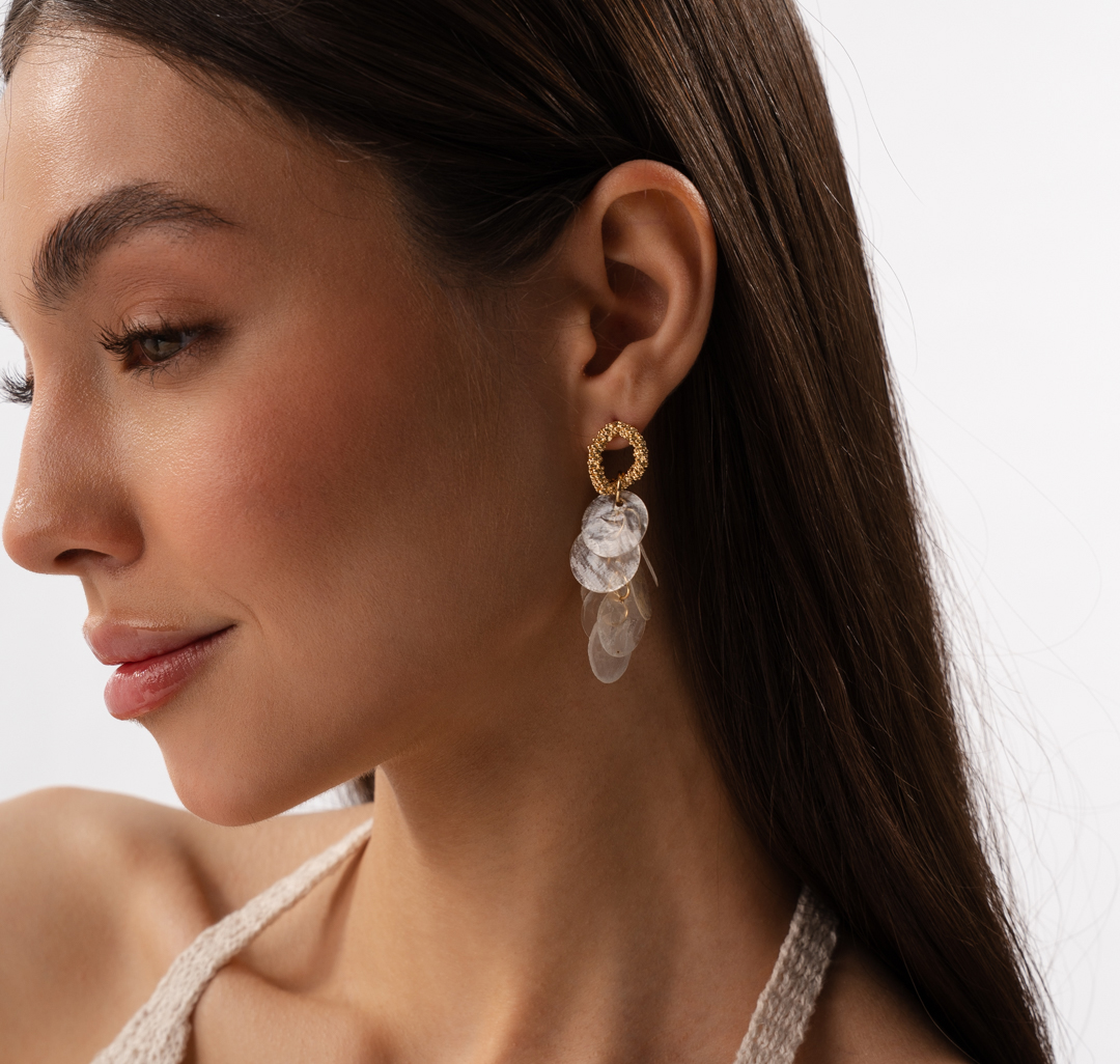 Серьги Мармалато, цвет молочный-мультиколор-золото #1