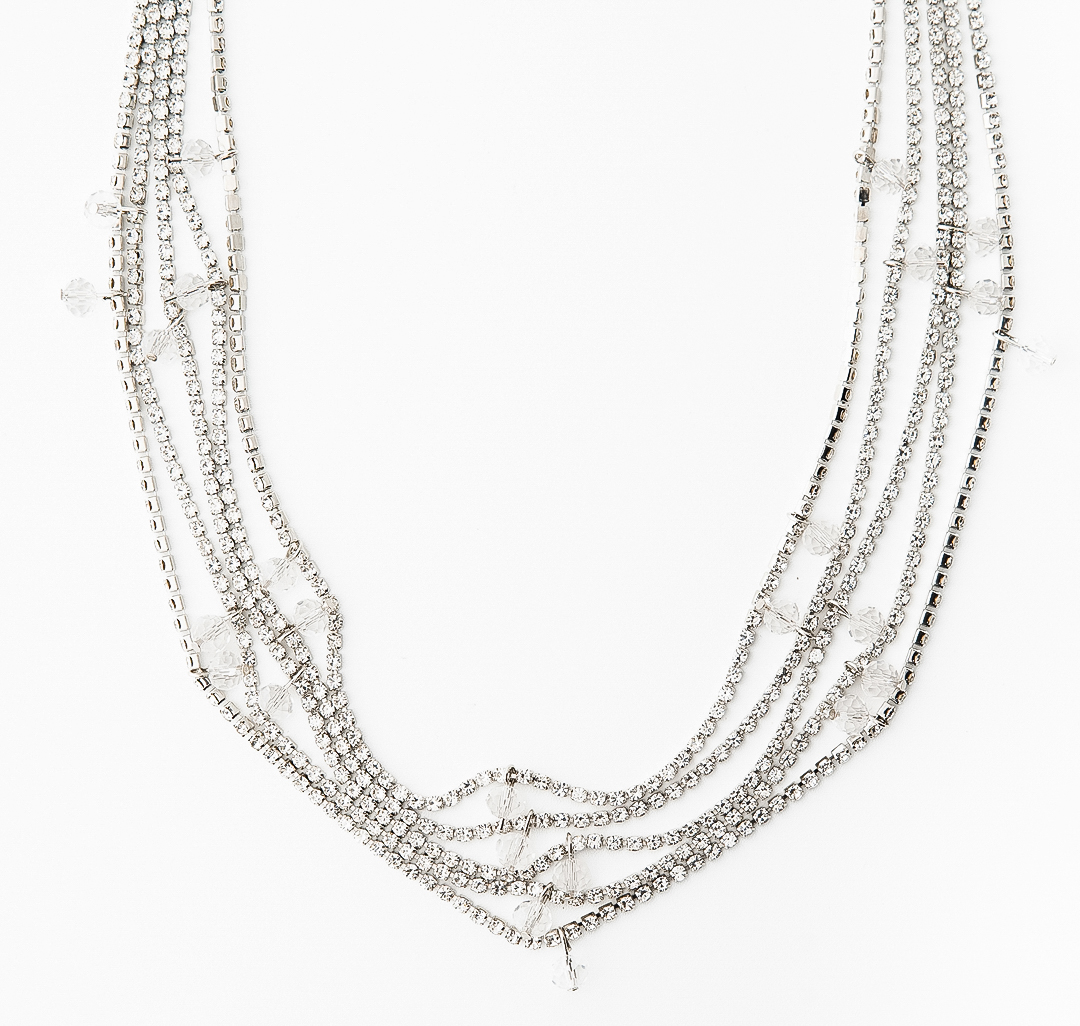 Колье Мармалато, цвет белое серебро-прозрачный #1