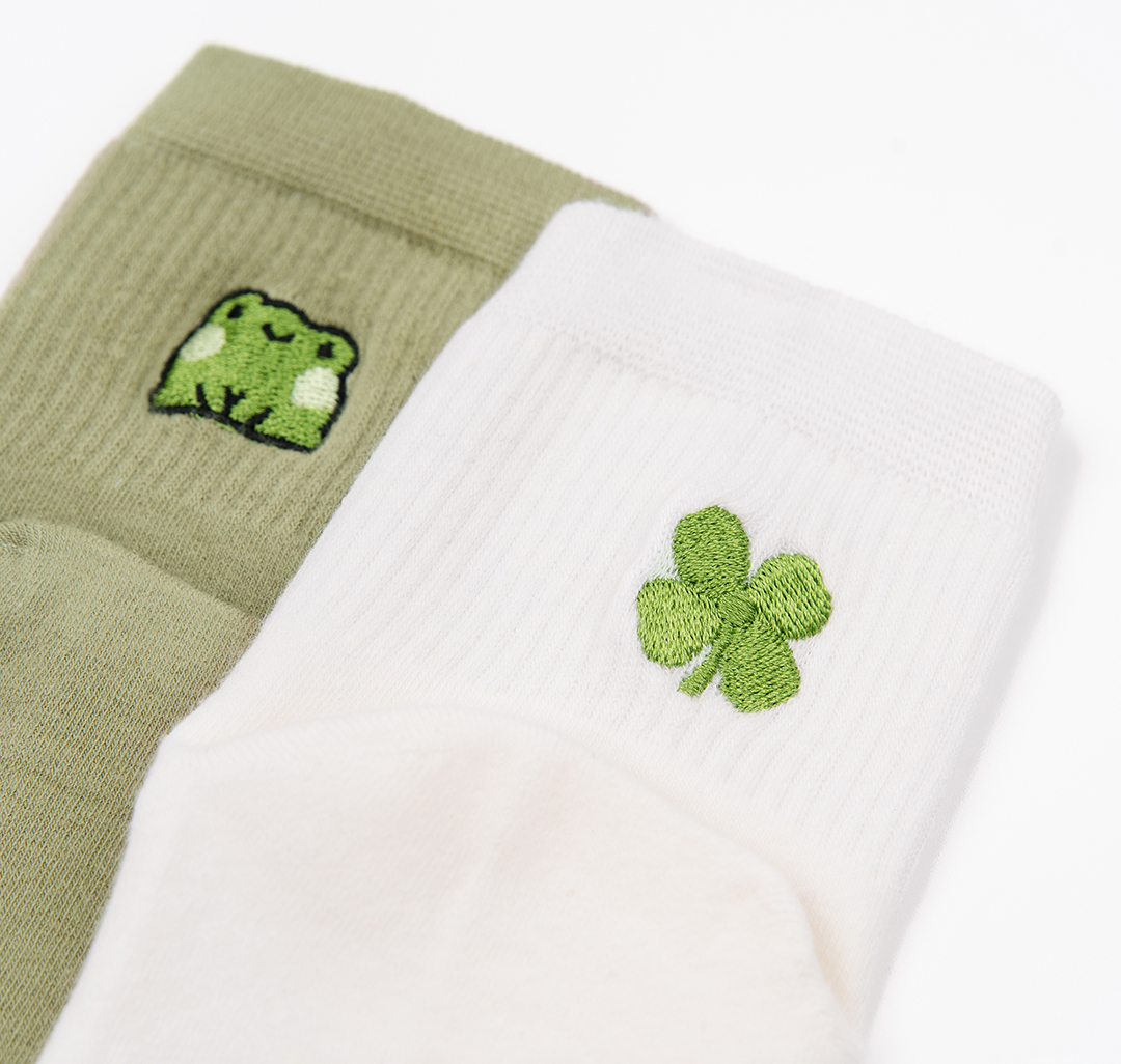 Носки (2 пары) Мармалато, цвет хаки-белый-зеленый #4