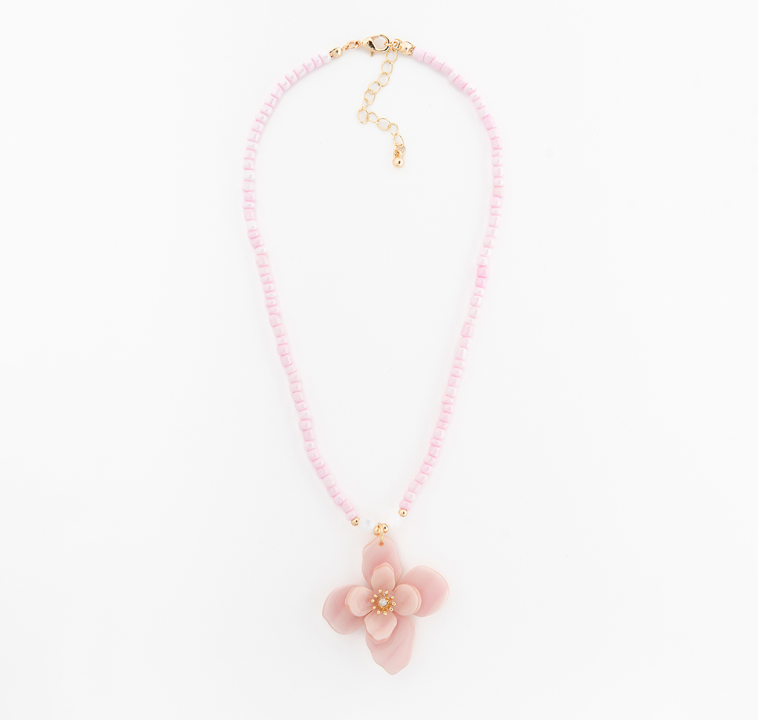 Колье Мармалато, цвет розовый-молочный-золото #3