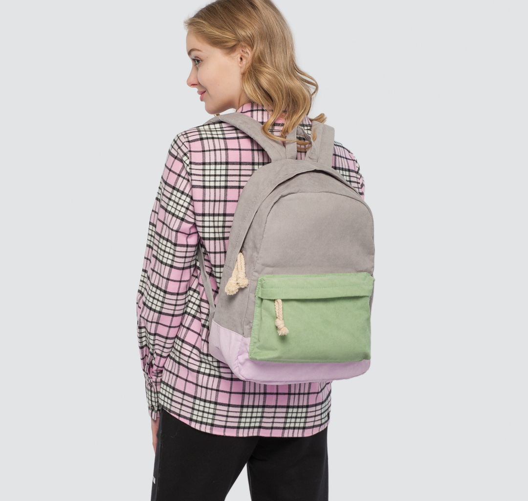 Рюкзак женский текстильный Мармалато, цвет Серый-мятный-розовый #2
