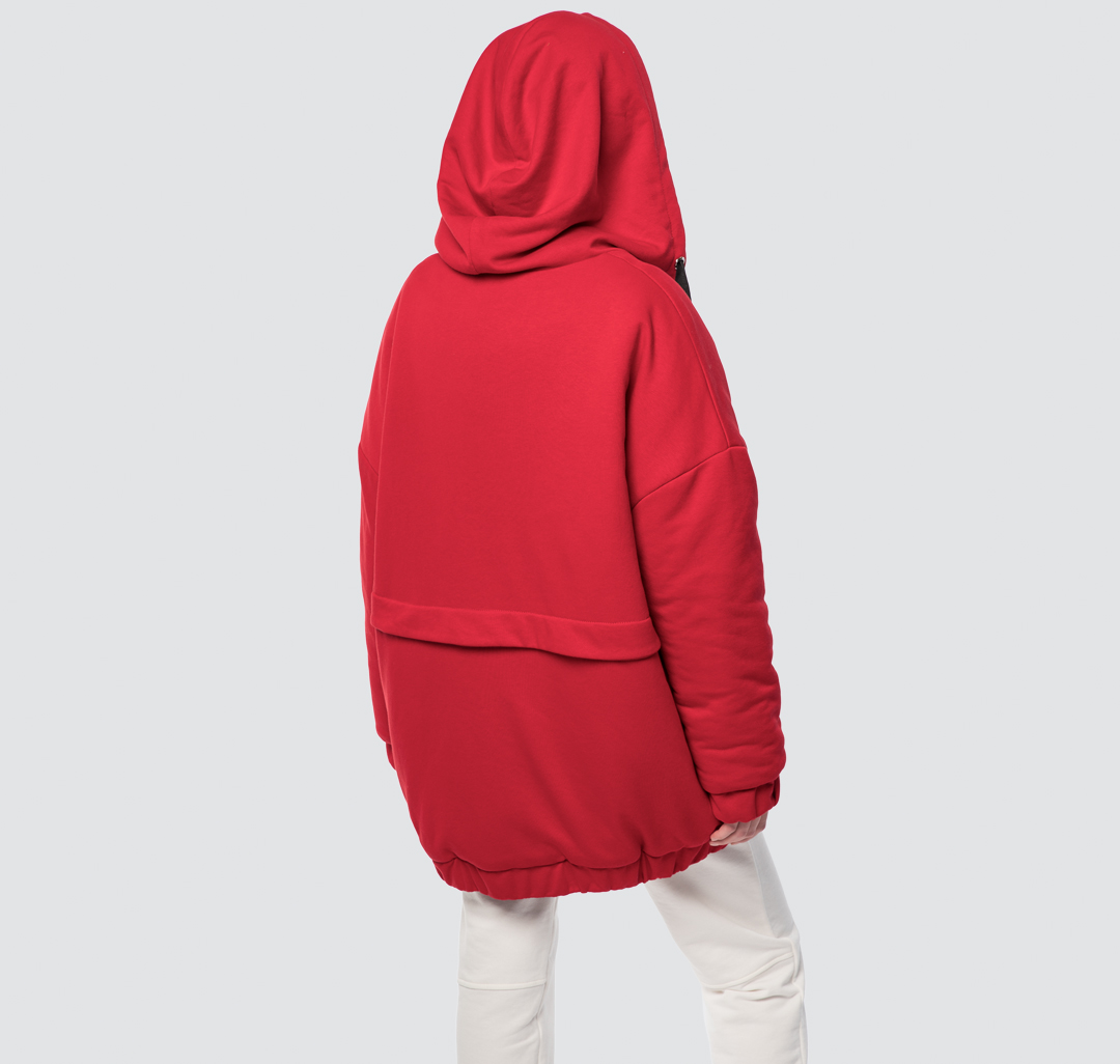 Женская утепленная куртка оверсайз Мармалато, цвет Красный-черный #2