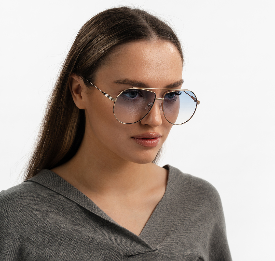 Очки с чехлом Мармалато, цвет светло голубой-золото #1