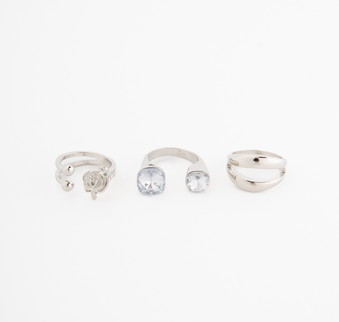 Набор колец (3 шт) Мармалато, цвет серебро #3