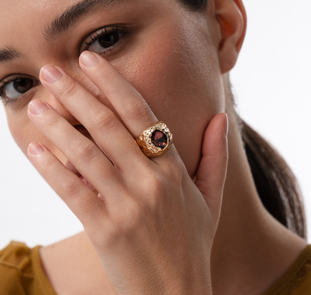 Кольцо Мармалато, цвет золото-коричневый #2