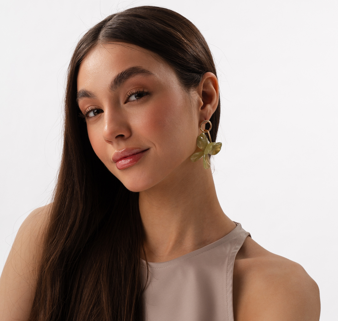 Серьги Мармалато, цвет светло-зеленый-золото #2