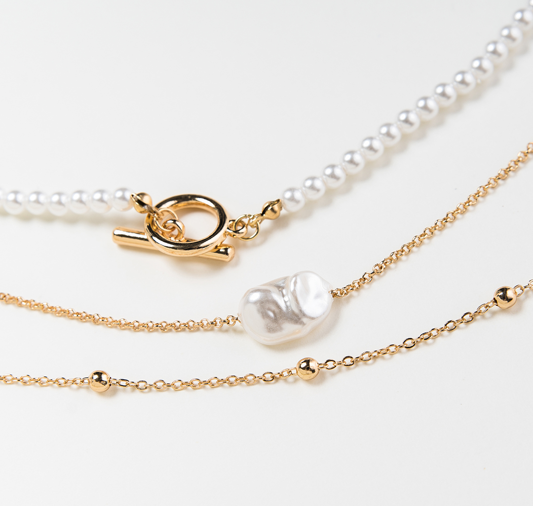 Набор колье (2 шт) Мармалато, цвет Жемчуг-золото #2