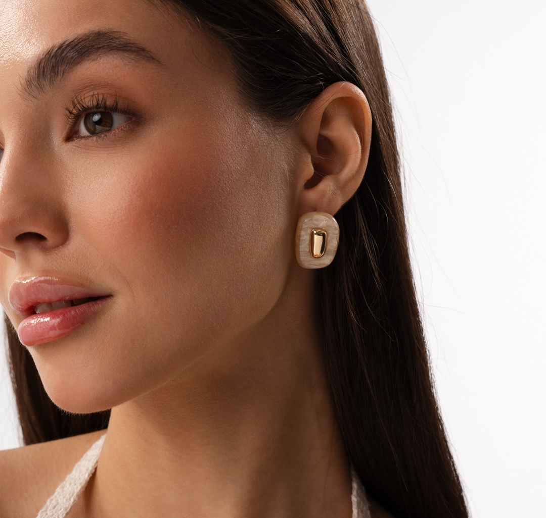 Серьги Мармалато, цвет бежевый-золото #1