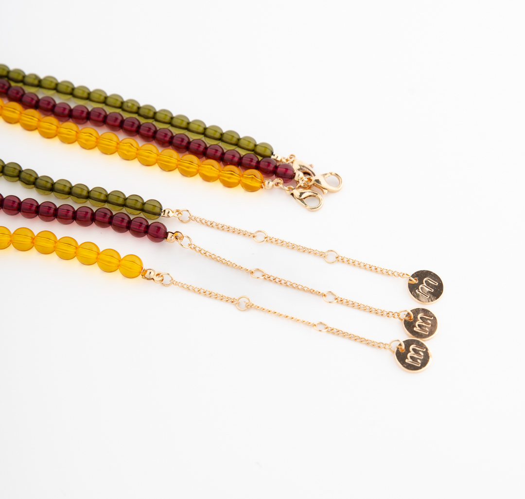 Набор колье (3 шт) Мармалато, цвет винный-зеленый-желтый #6