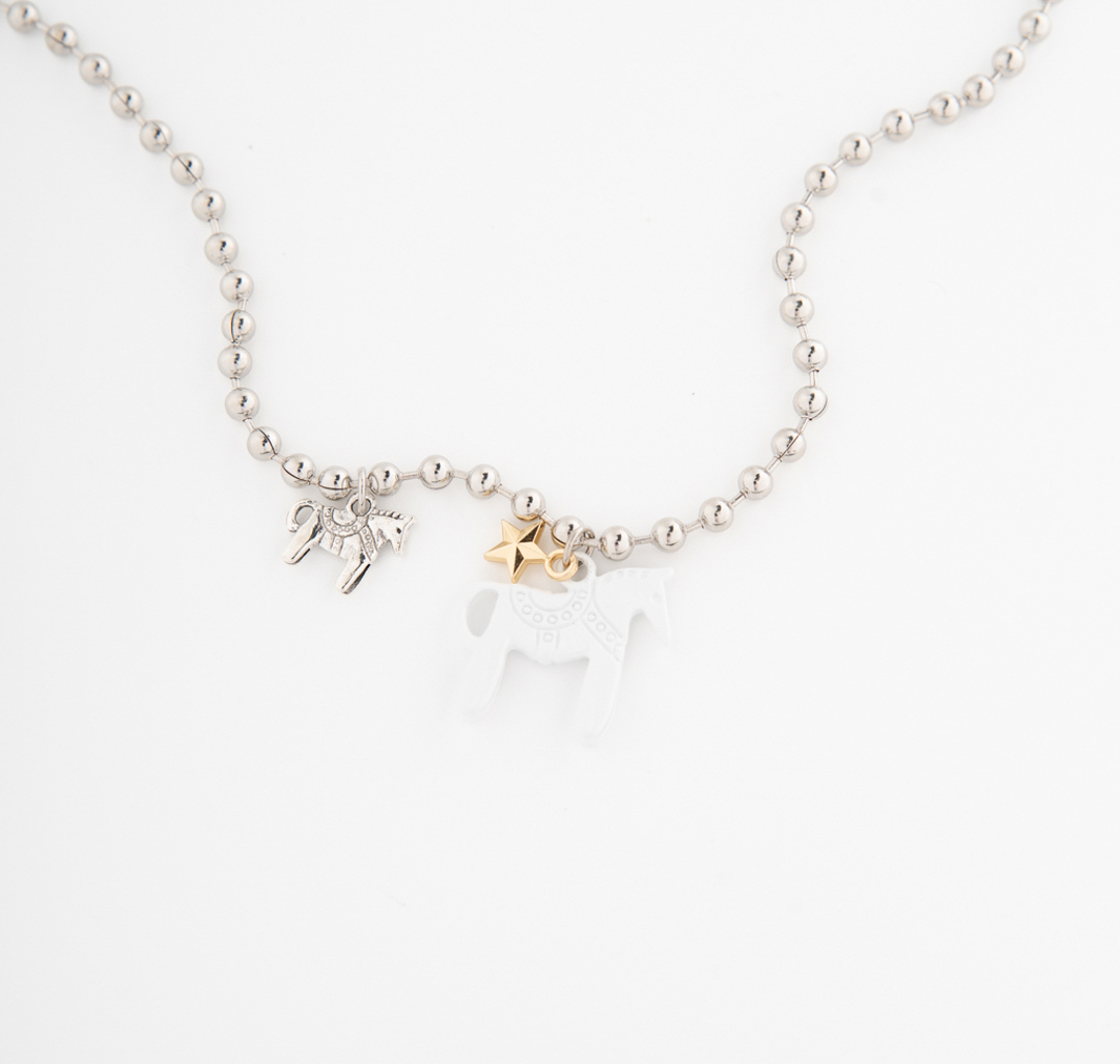 Колье Мармалато, цвет Серебро-молочный-золото #2