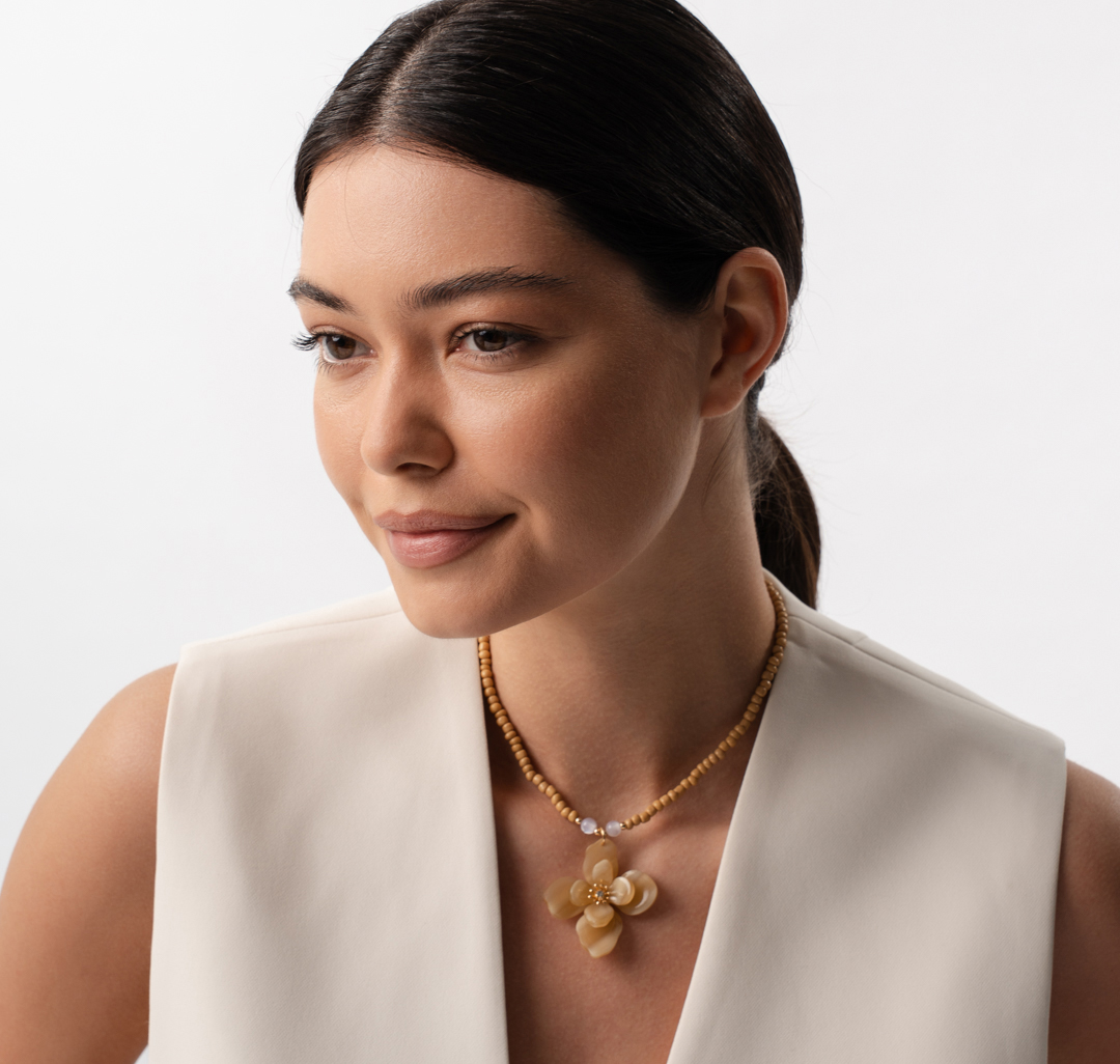 Колье Мармалато, цвет бежевый-молочный-золото #2