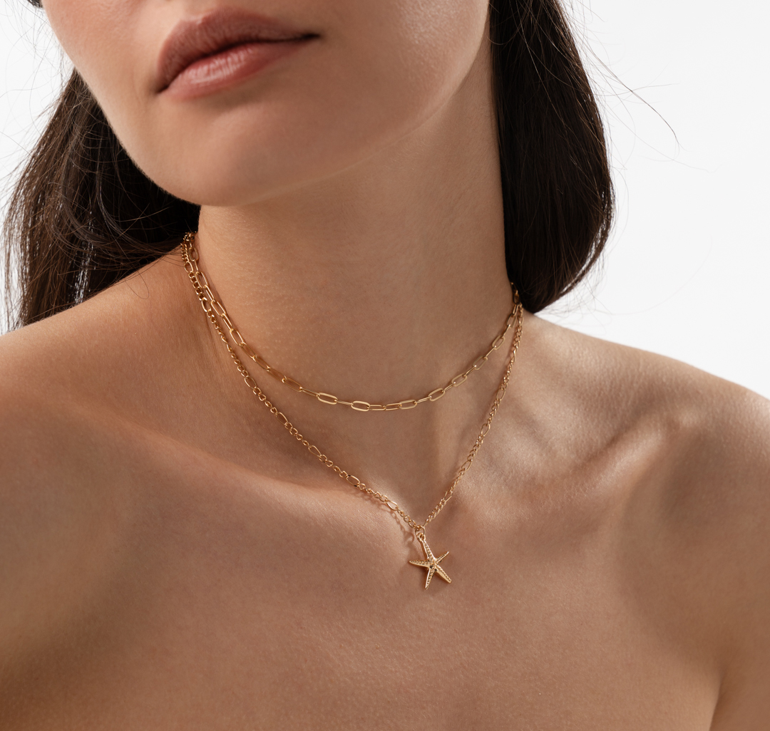 Набор колье (2 шт) Мармалато, цвет золото #1