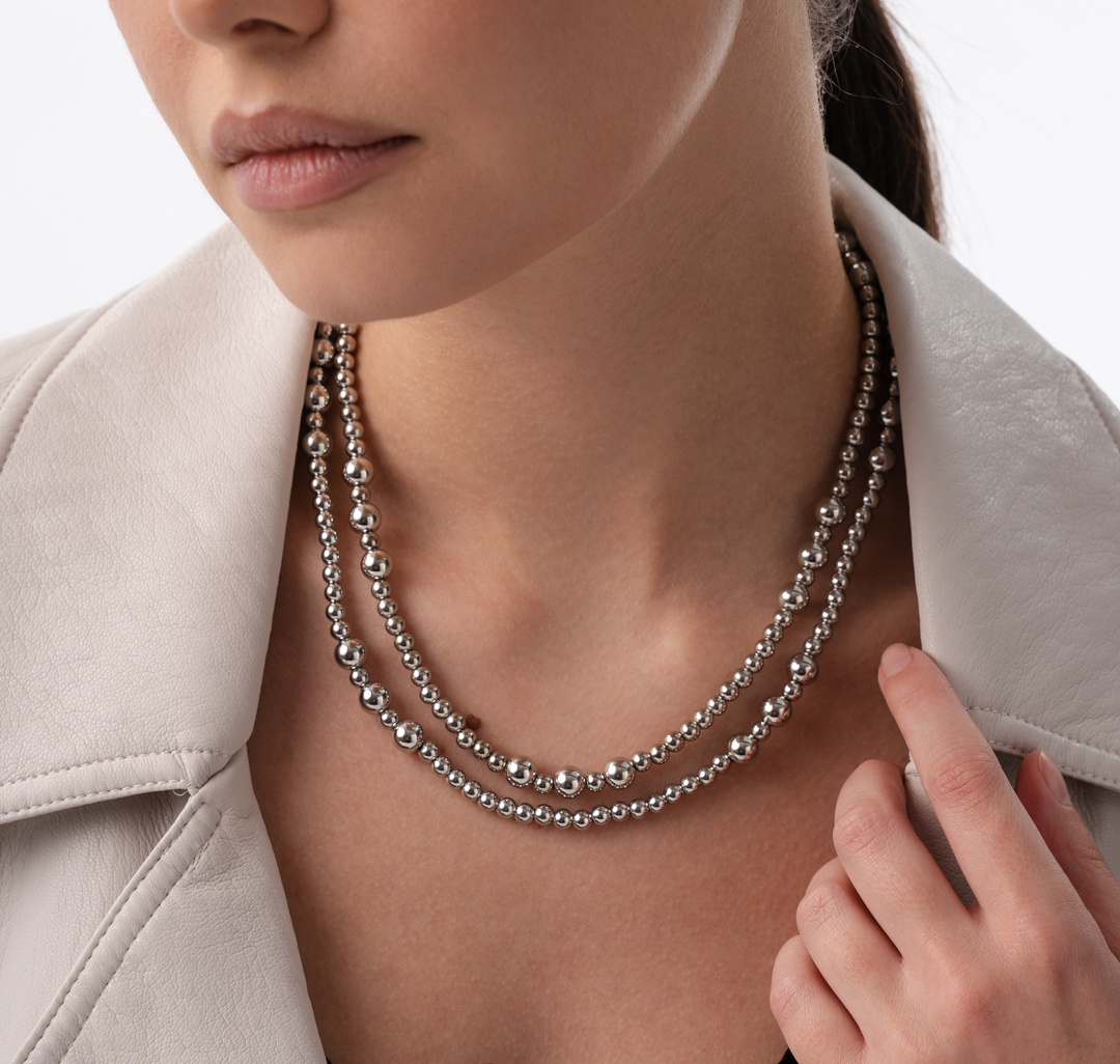 Набор колье (2 шт) Мармалато, цвет серебро #1