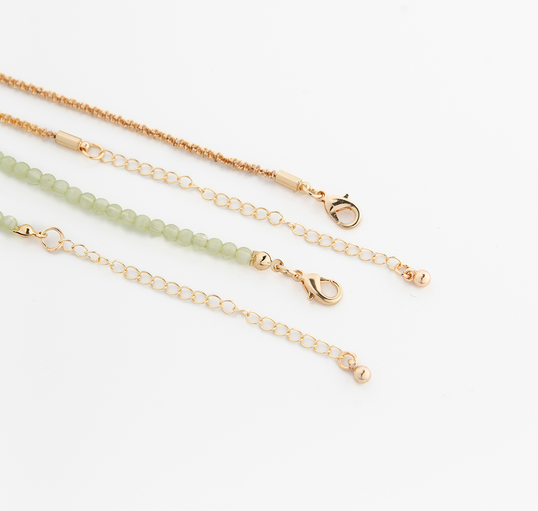 Набор колье (2 шт) Мармалато, цвет золото-зеленый #5