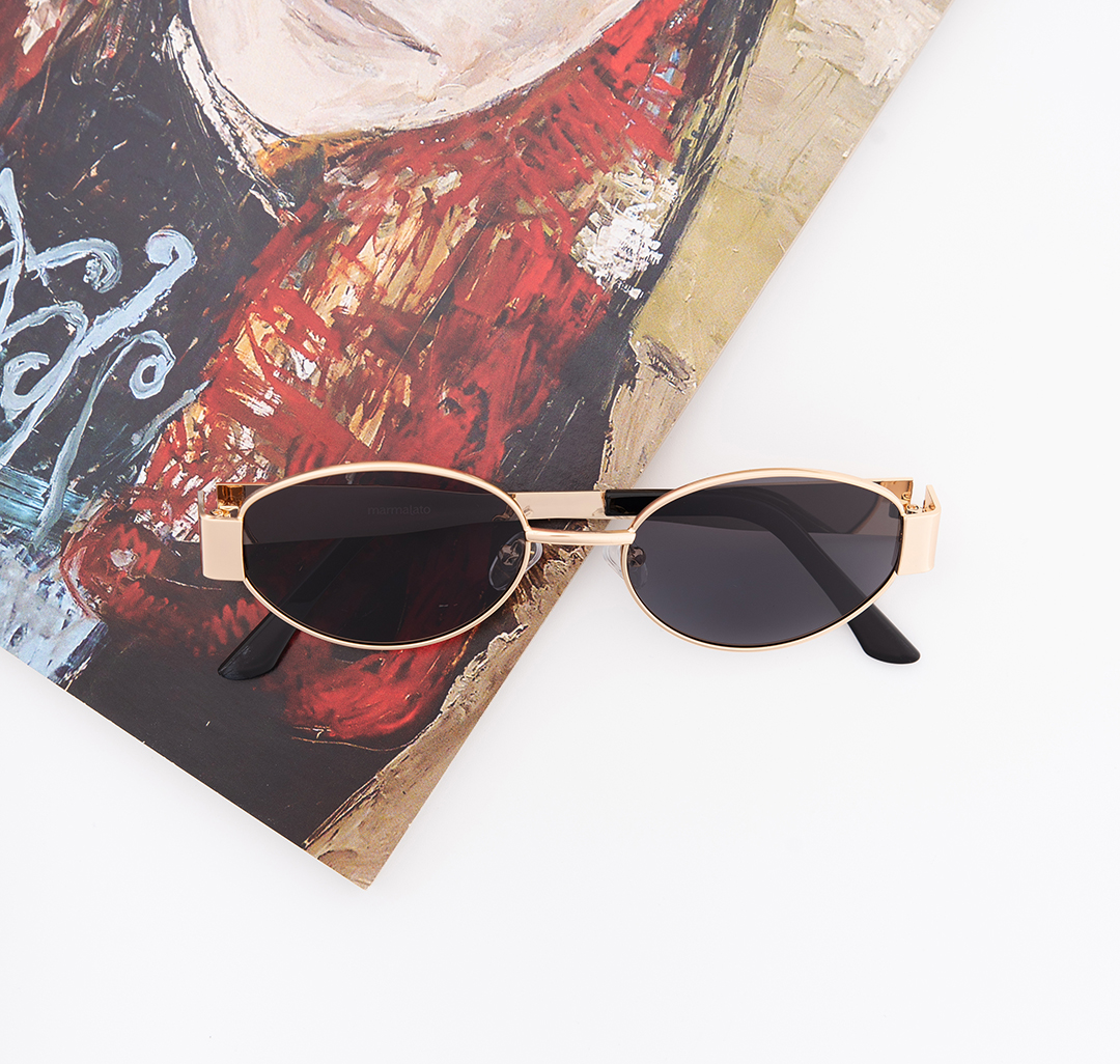 Очки солнцезащитные с поляризацией черные-золотые Мармалато, цвет Черный-золото #3