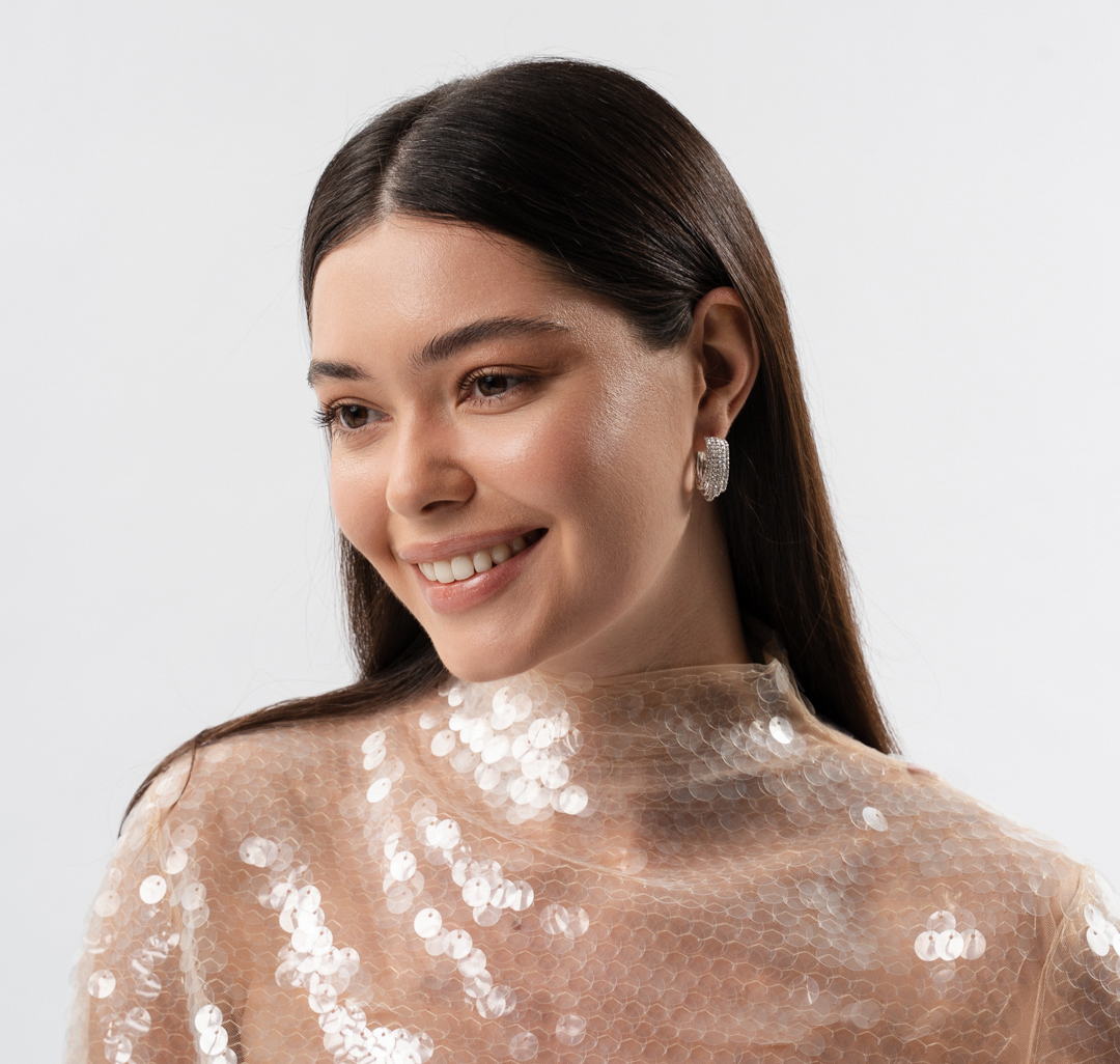 Серьги Мармалато, цвет белое серебро-прозрачный #3