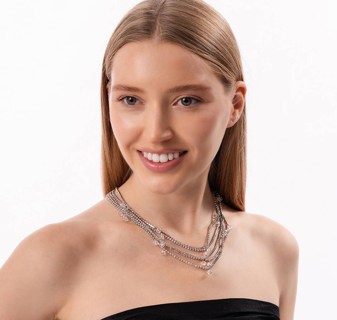 Колье Мармалато, цвет Белое серебро-прозрачный #4