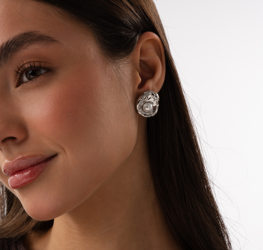 Серьги Мармалато, цвет белое серебро-белый жемчуг #1